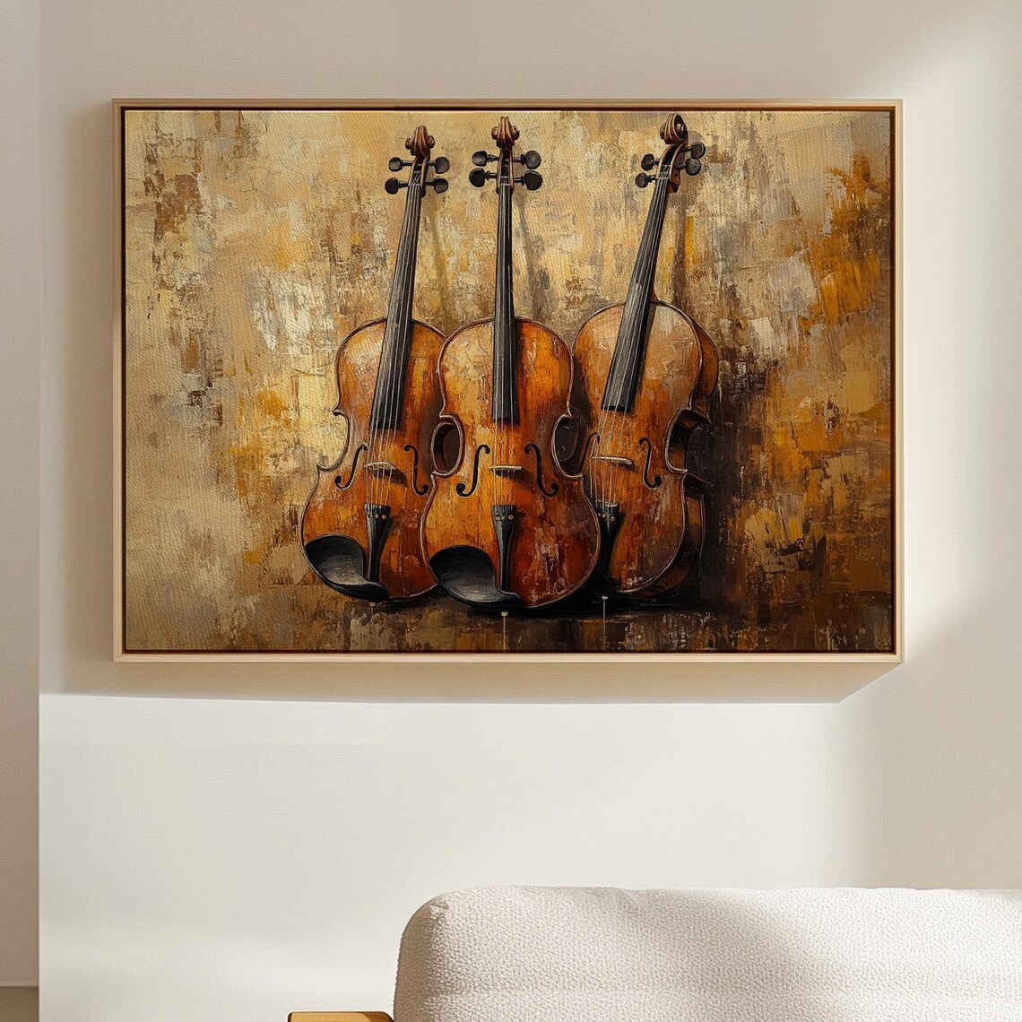 Vintage Three Violins Rustic Warm Classical Oil Painting Poster