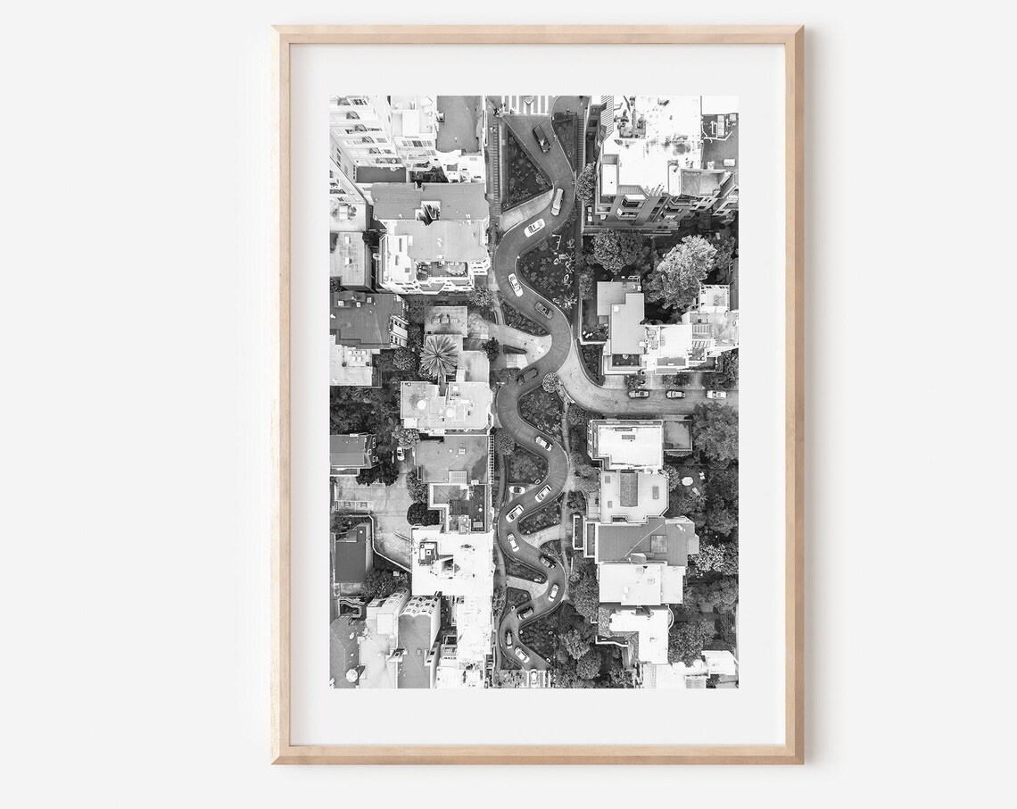 San Francisco Lombard Street Black And White Art Print