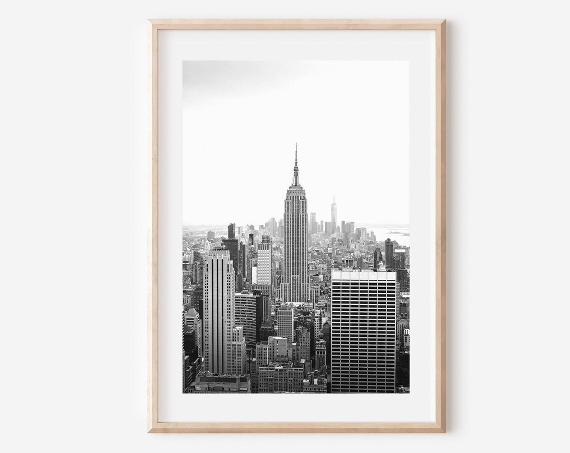 New York City Skyline Poster, Manhattan Wall Art