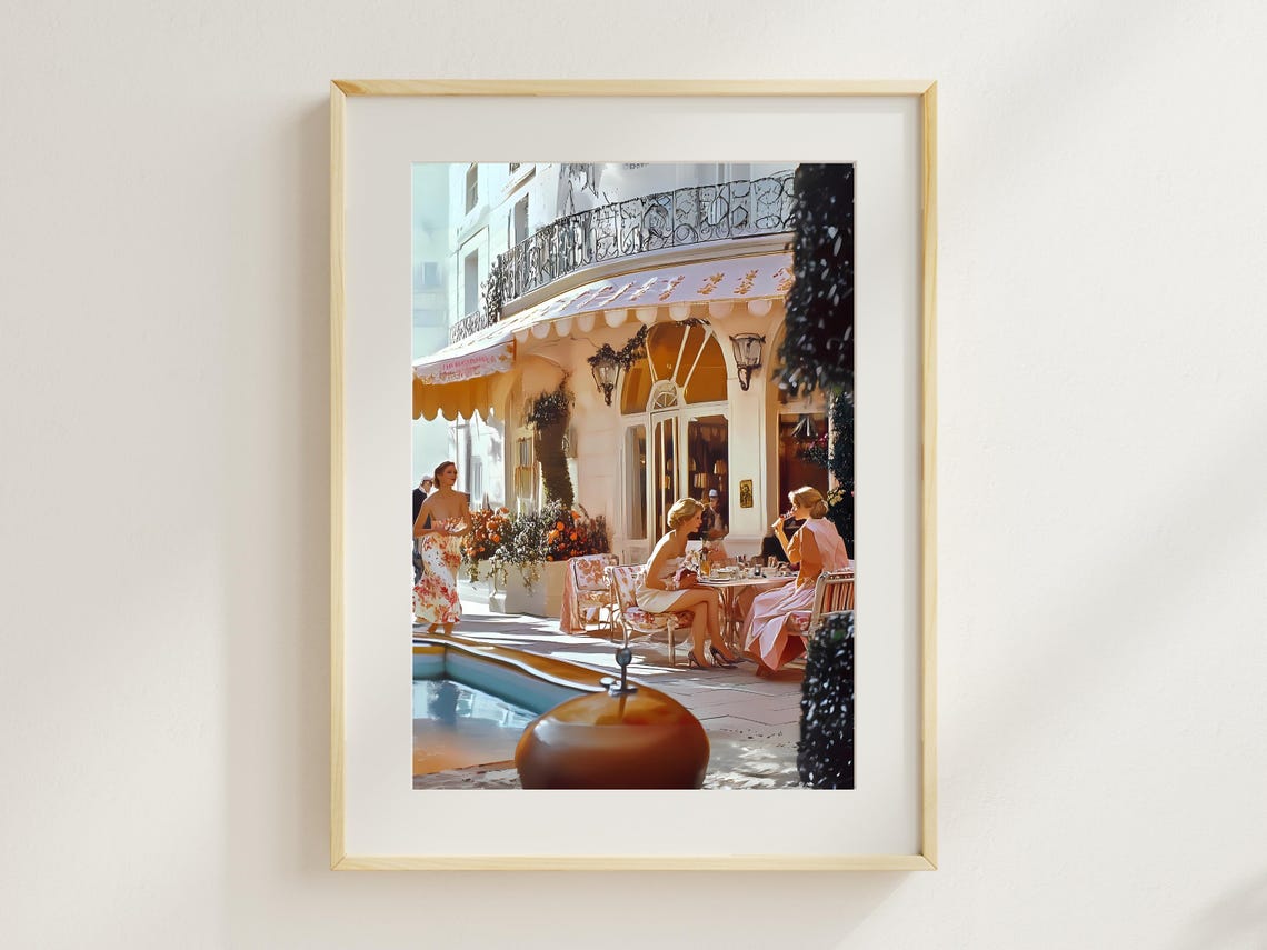 Slim Aarons Style Retro French Cafe Brunch Photo Chic Poster
