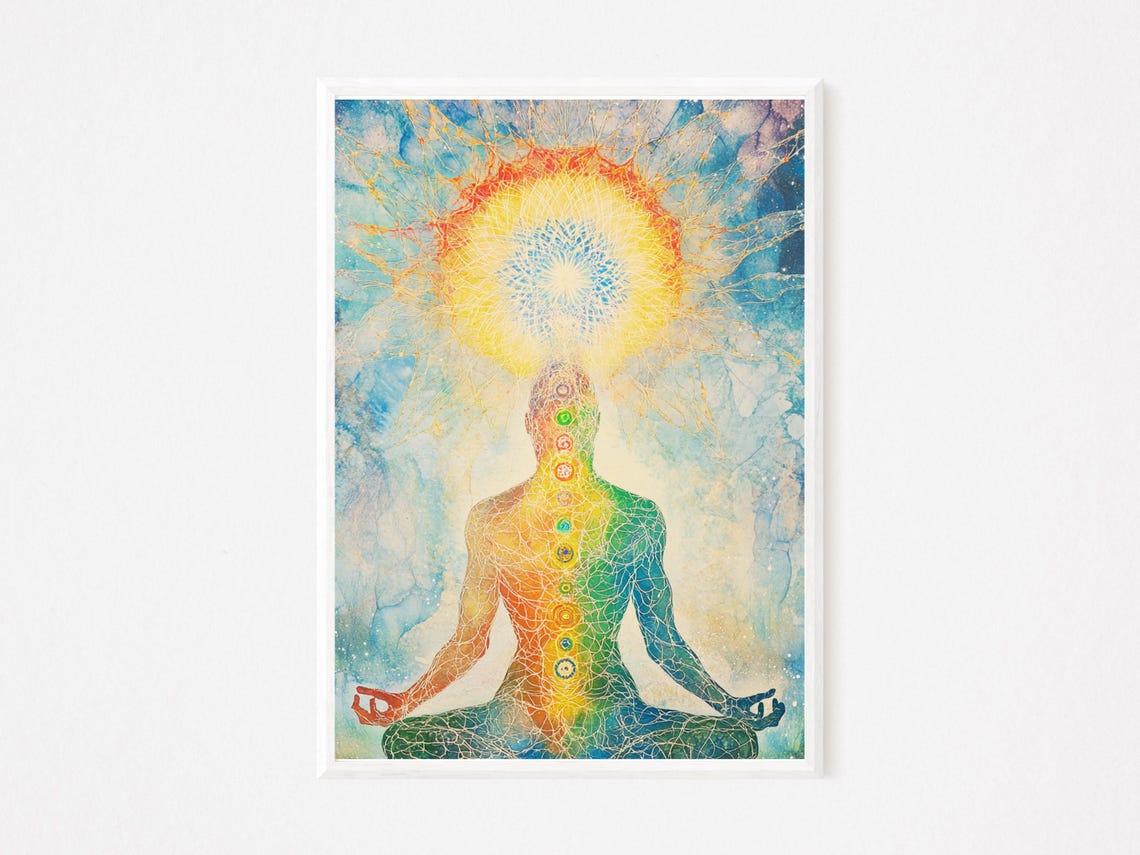 Chakra Meditation Wall Art Spiritual Energy Print Yoga Healing Decor
