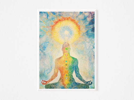 Chakra Meditation Wall Art Spiritual Energy Print Yoga Healing Decor