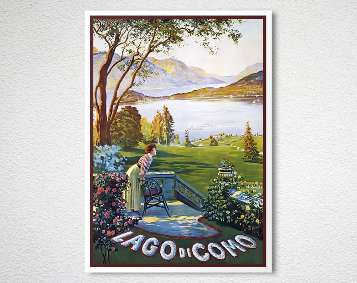 Lago di Como Italy Lake Terrace Garden View Vintage Travel Poster - Image 2
