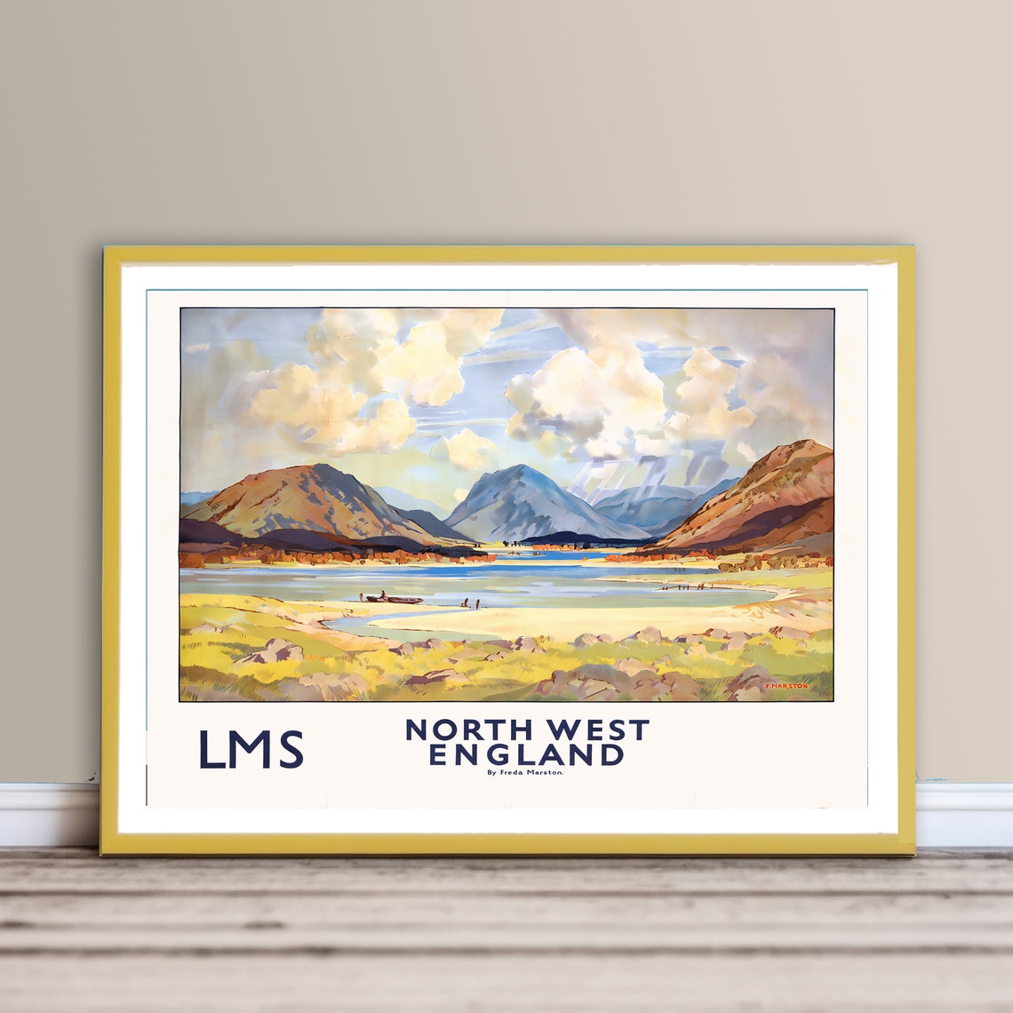 North West England LMS Railway Lake District Vintage Travel Poster