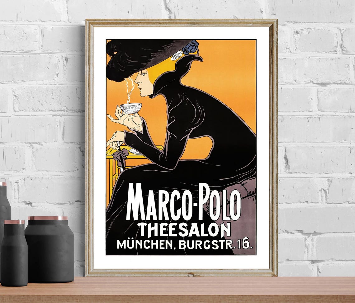 Marco Polo Thee Salon Mnchen Vintage Fooddrink Poster Tea Lovers Gift Idea Wall Decor - Image 2