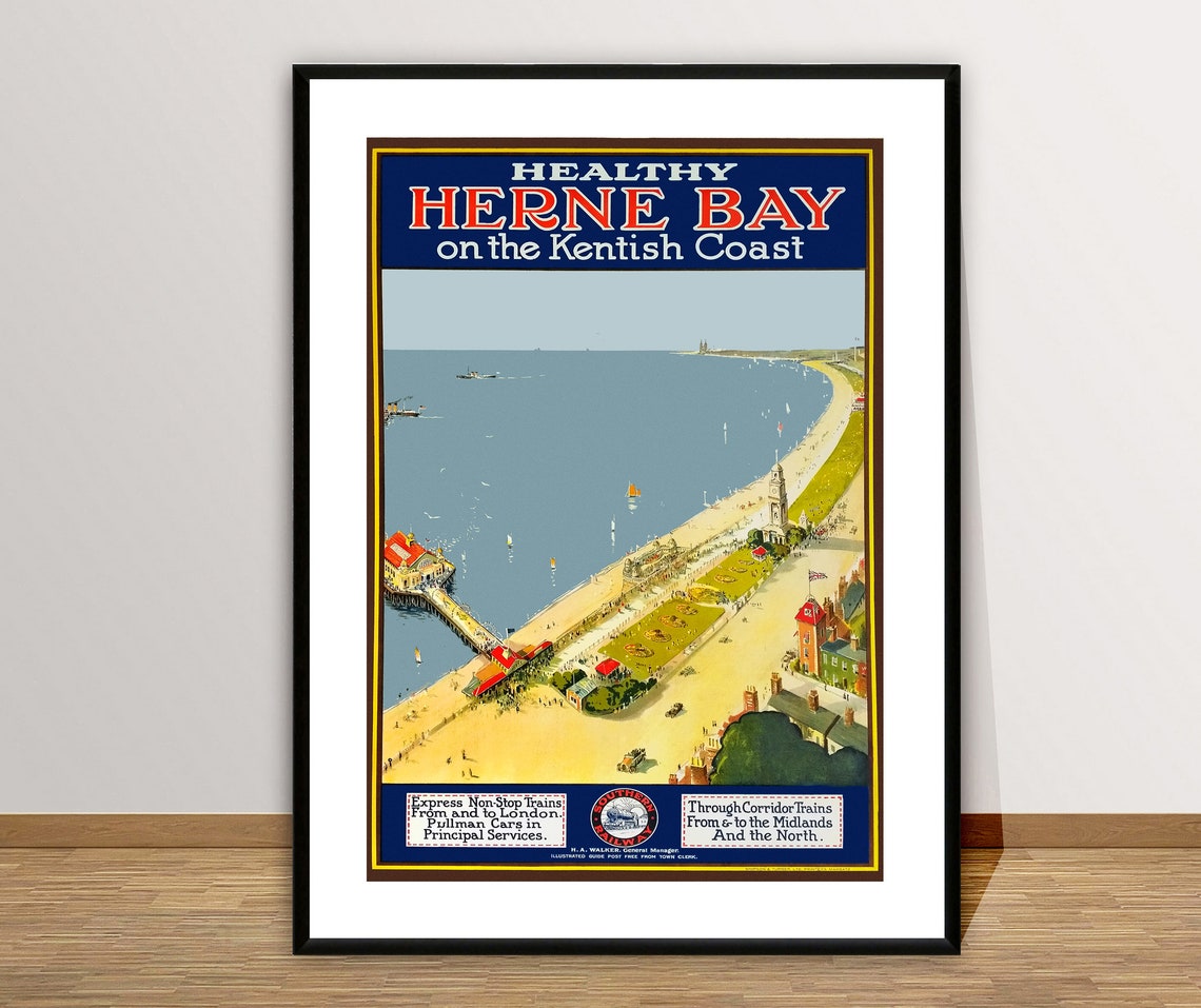 Healthy Herne Bay Kentish Coast Vintage English Seaside Travel Poster - Image 2