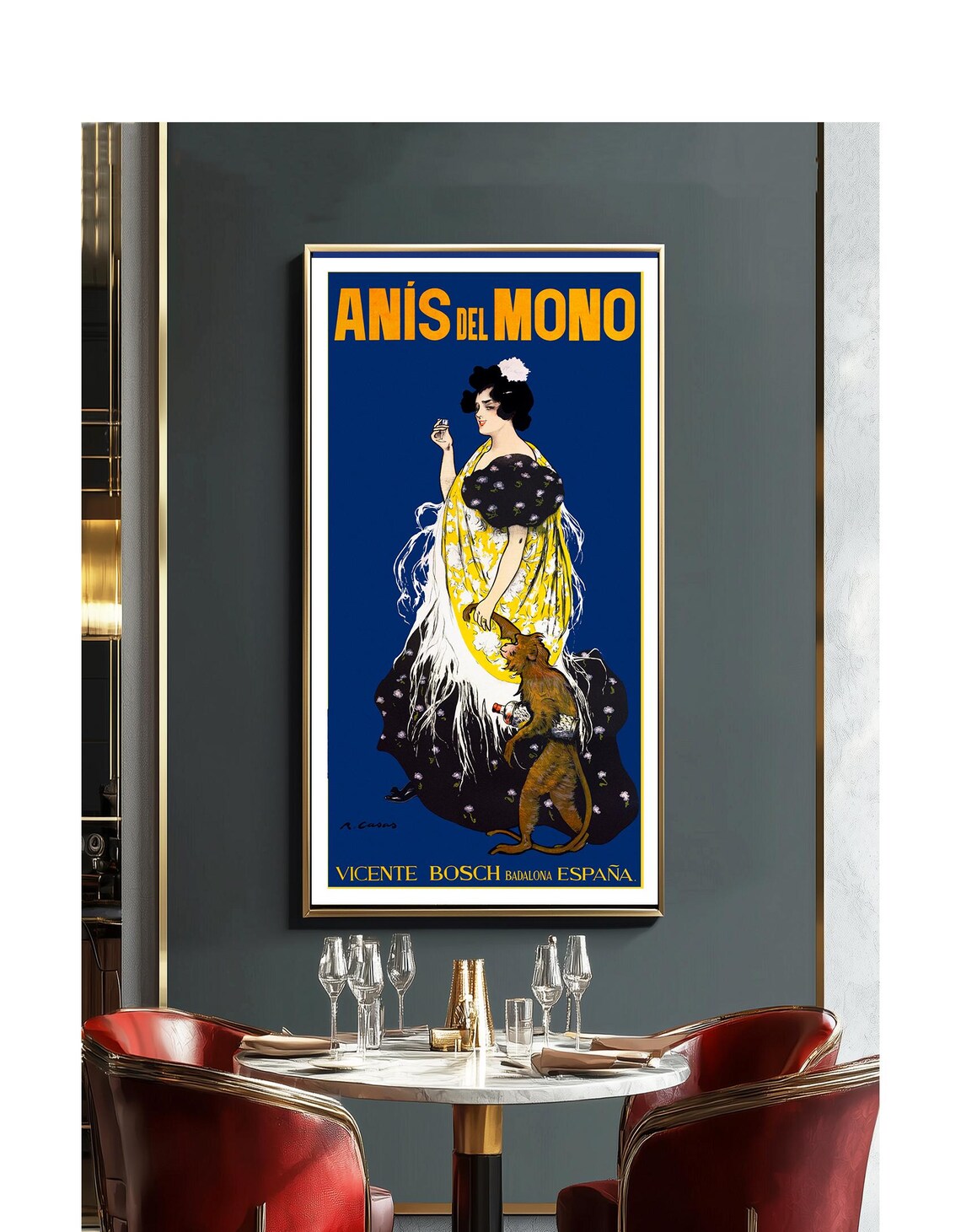 Anis Del Mono Vicente Bosch Spanish Anise Monkey Vintage Ad Poster - Image 2
