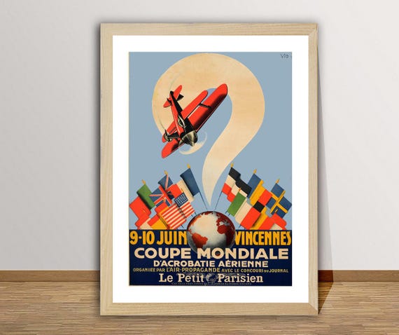 Coupe Mondiale Dacrobatie Aerienne Vintage Aviation Poster Retro Aviation Poster Gift Idea Wall Decor