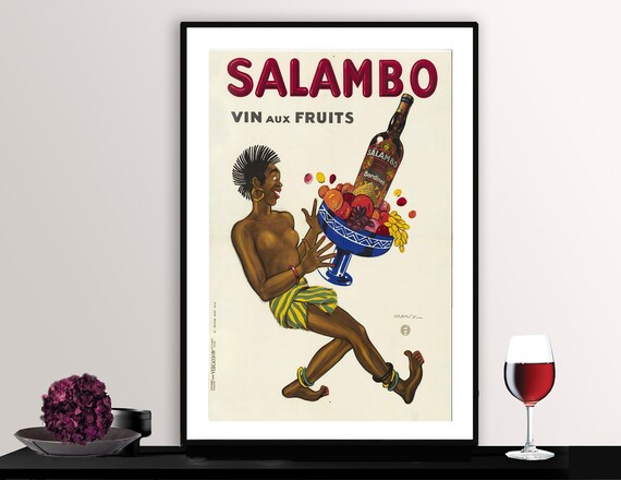Salambo Vin Aux Fruits Vintage French Wine Poster Dancer Art