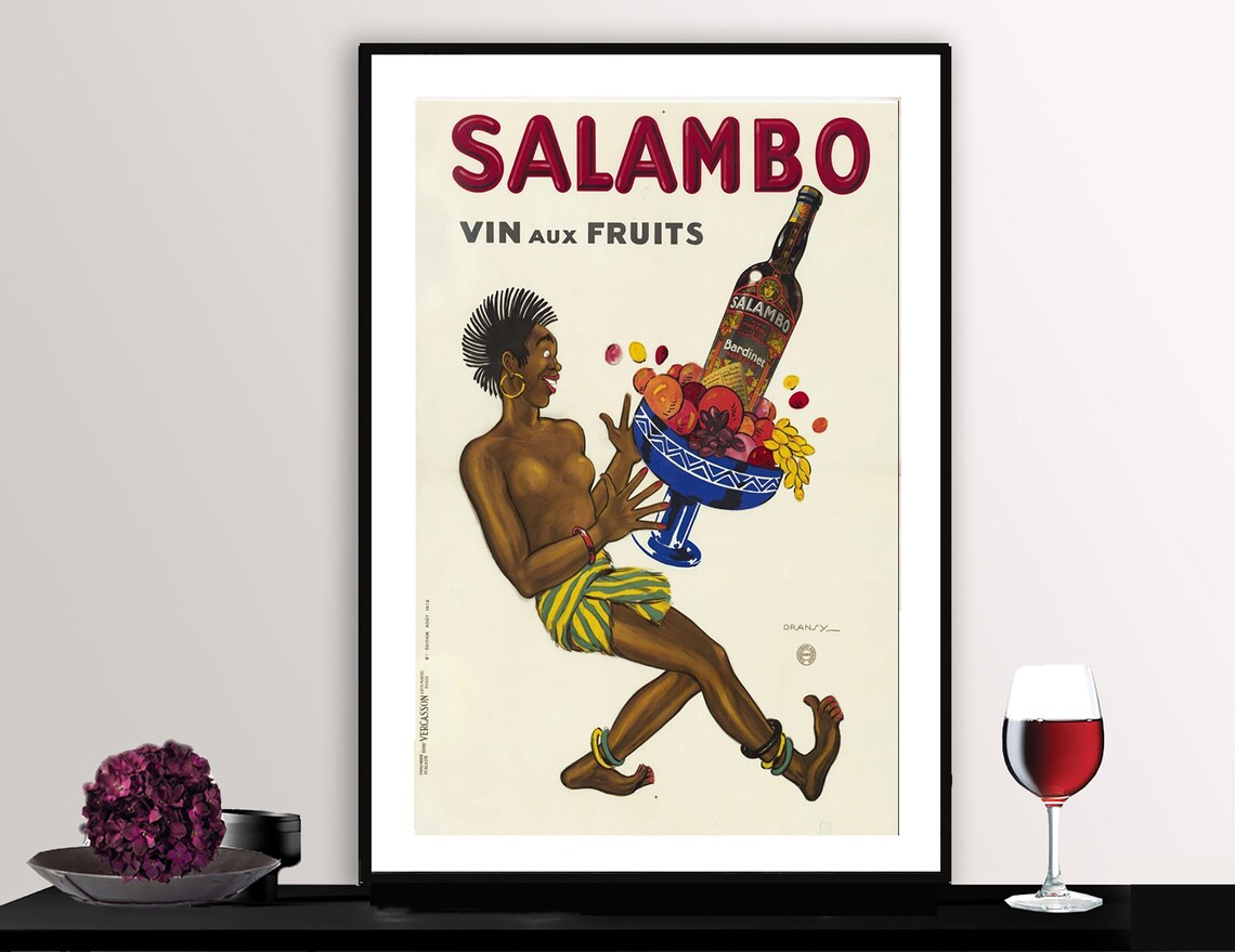 Salambo Vin Aux Fruits Vintage French Wine Poster Dancer Art