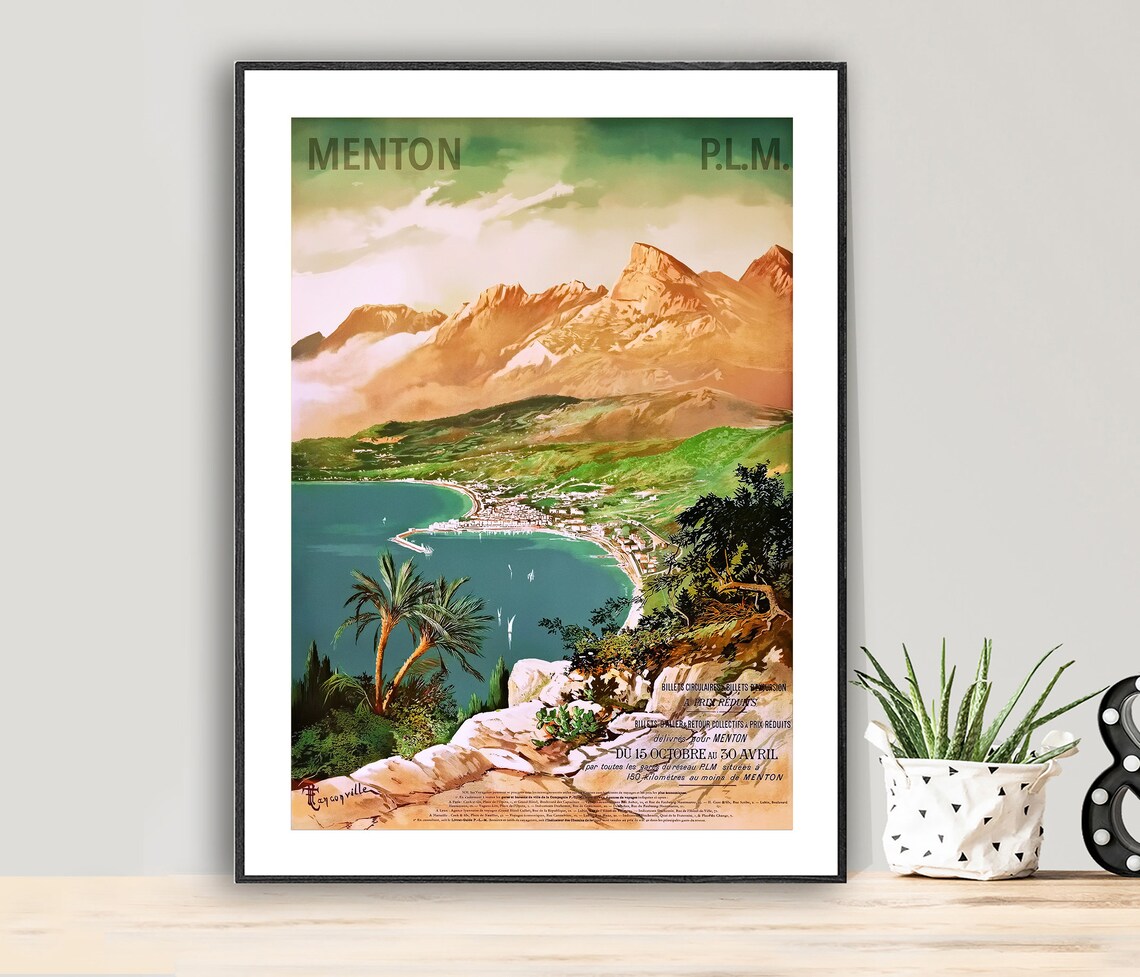 Menton France Vintage Travel Poster, Travel Poster