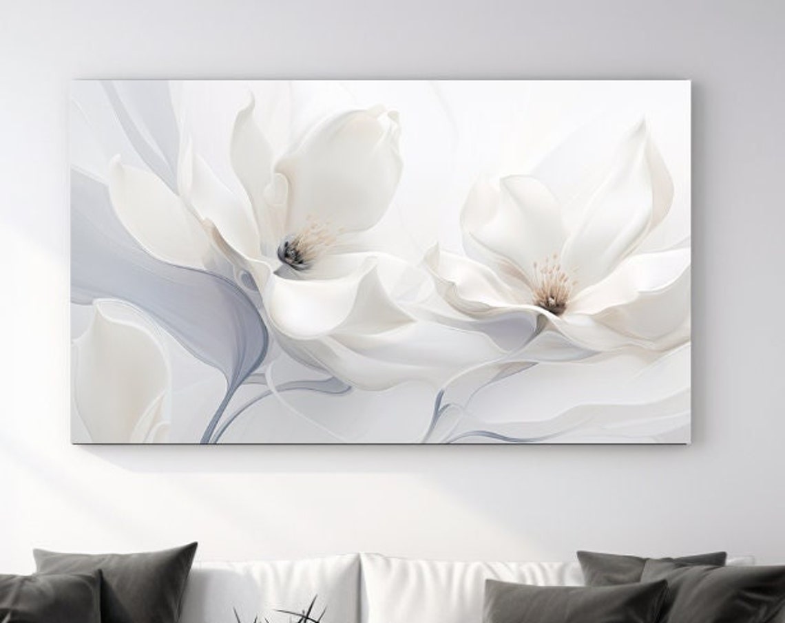 Soft White Magnolia Blossoms Abstract Floral Minimalist Art Poster
