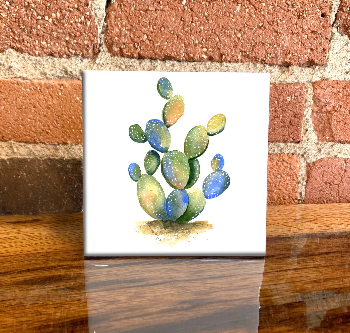 Cactus Decorative Tile, Botanical Wall Art Print