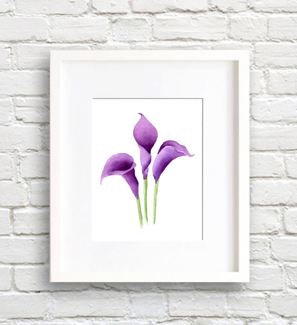 Purple Calla Lilies Trio Watercolor Elegant Floral Decor Poster