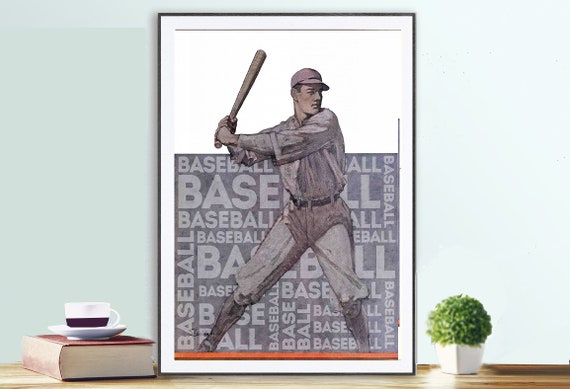 Baseball Player Vintage Sport Poster Poster Paper Or Print Gift Idea