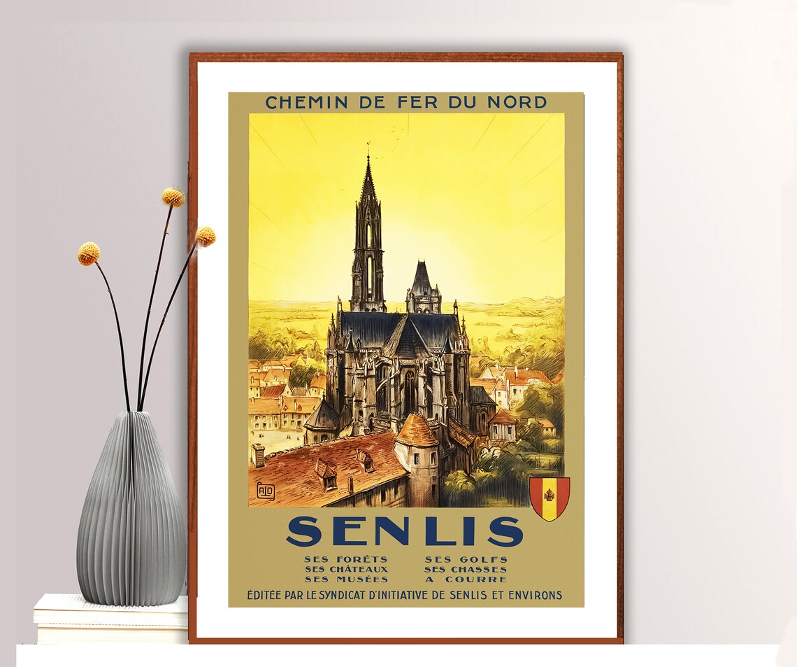Senlis Gothic Cathedral Chemin de Fer du Nord France Travel Poster