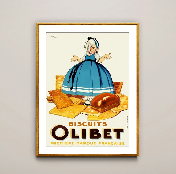 Biscuits Olibet Franaise Vintage Fooddrink Poster By Rene Vincent Poster Print Or Print Gift Idea