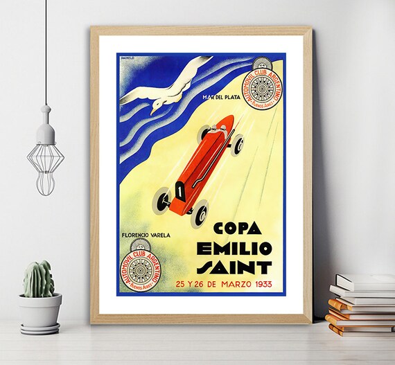 Copa Emilio Saint 1933 Argentina Grand Prix Vintage Racing Poster