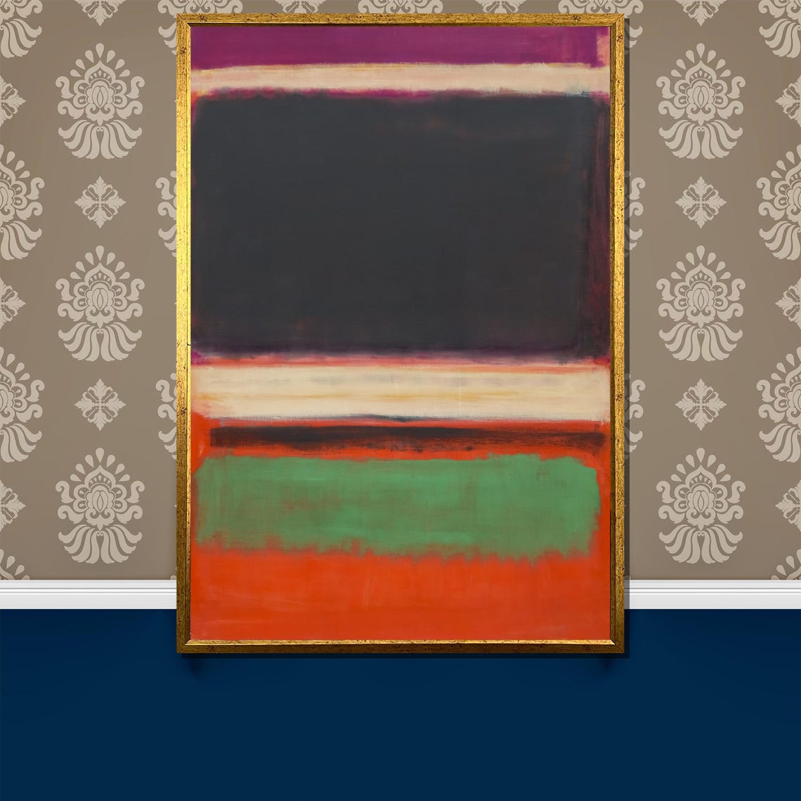Rothko Style Black Green And Orange Layered Abstract Painting Poster