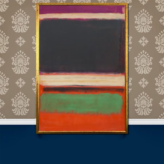Mark Rothkocanvas Painting Vibrant Layers In Black Green And Red Abstract Art Gift For Bold Interiors