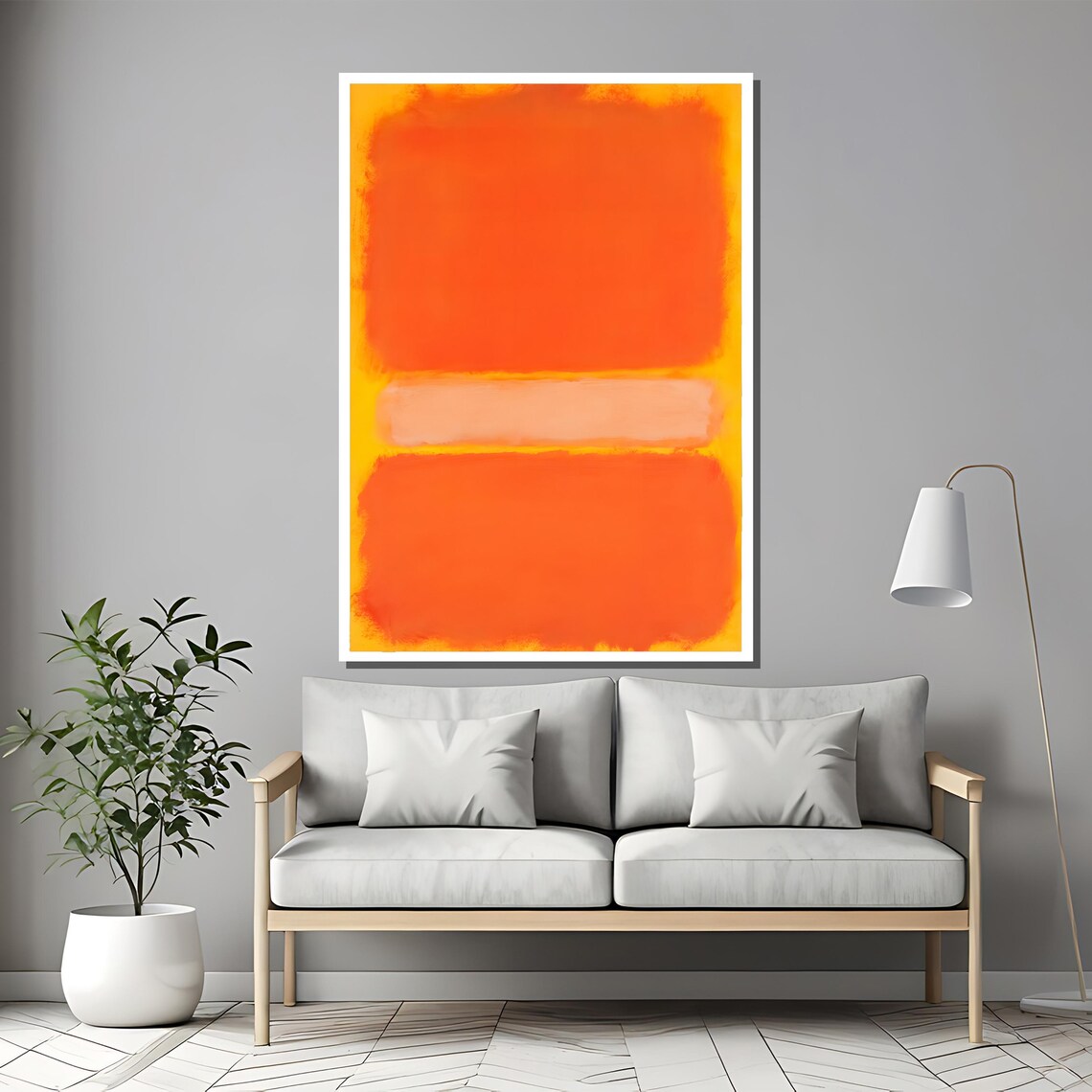 Mark Rothko Vibrant Orange And Peach Abstract Painting Modern Art Gift For Bold And Artistic Home Spaces - Image 2