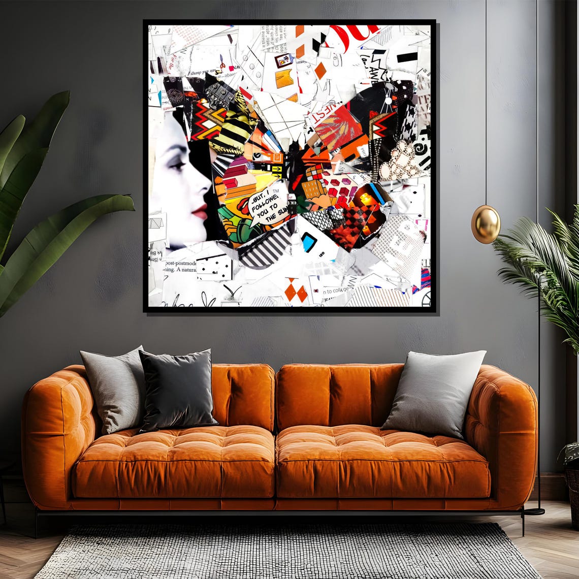 Abstract Butterfly Collage Painting Modern Wall Art For Contemporary Home Decor And Unique Gift Ideas - Image 4