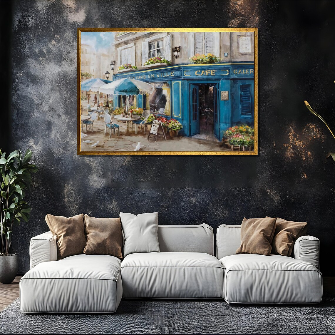 French Cafe Painting, Vintage Paris Street Scene Art Print - Image 5