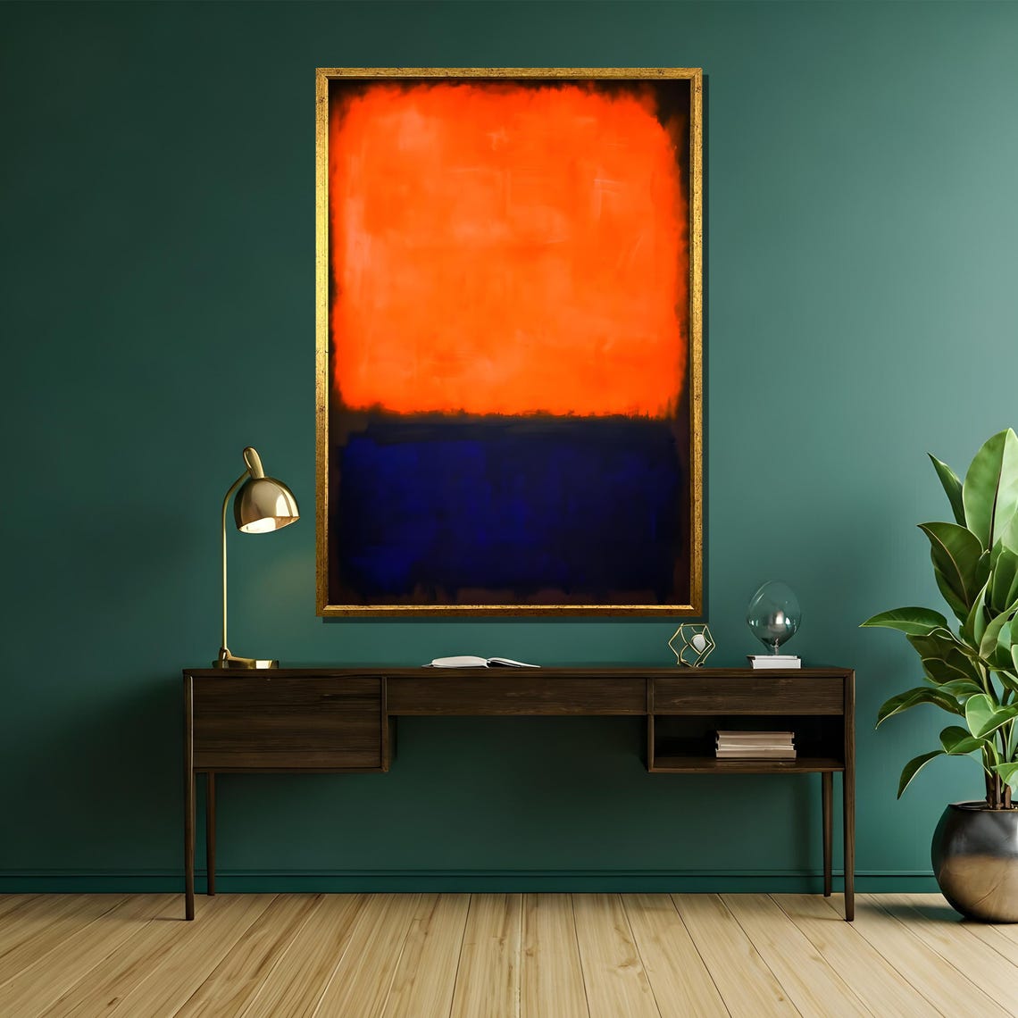 Rothko Style Bold Orange And Deep Blue Color Field Abstract Poster - Image 5