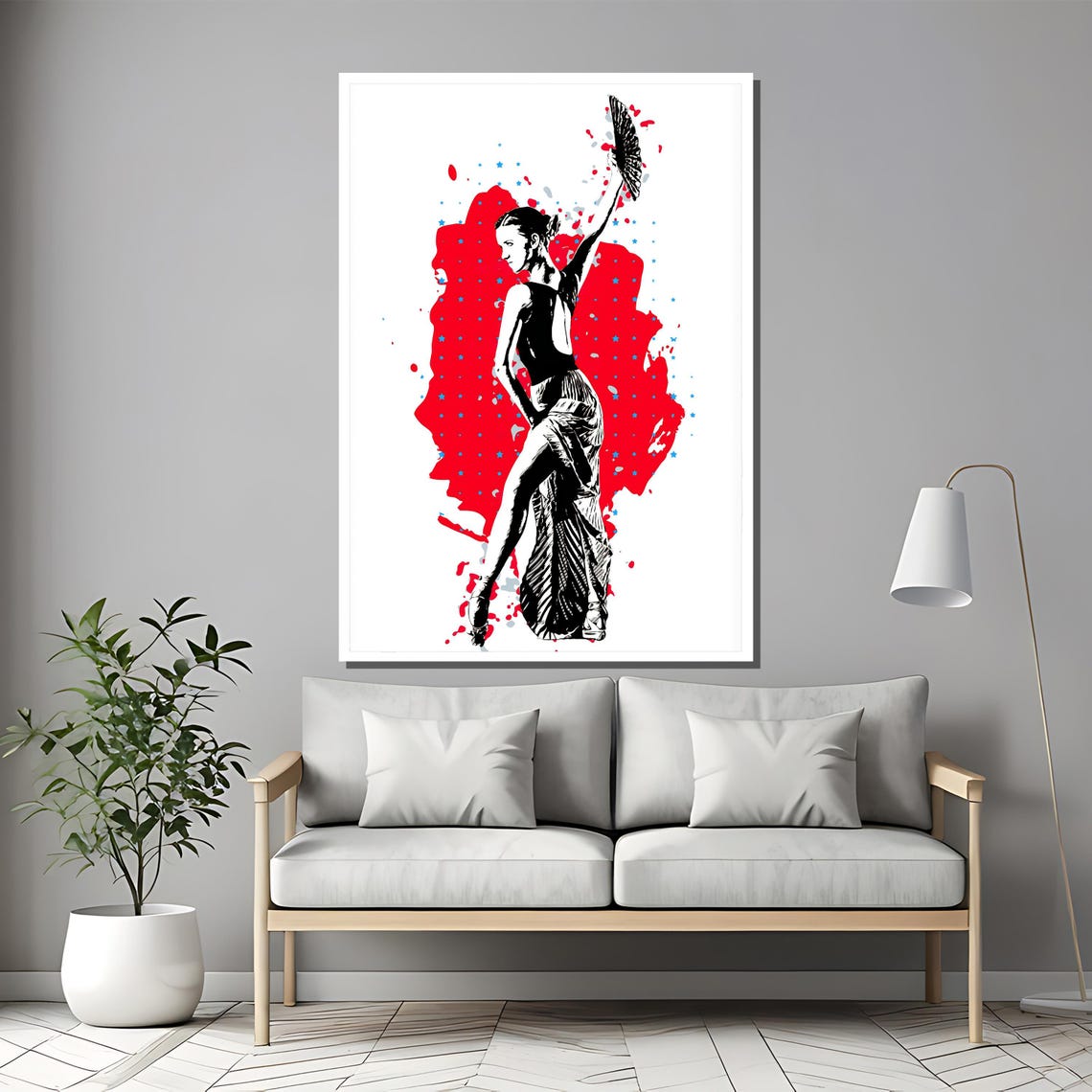 Flamenco Dancer Painting Bold Red And Black Wall Art Unique Gift For Dance Enthusiasts And Artistic Home Decor - Image 2