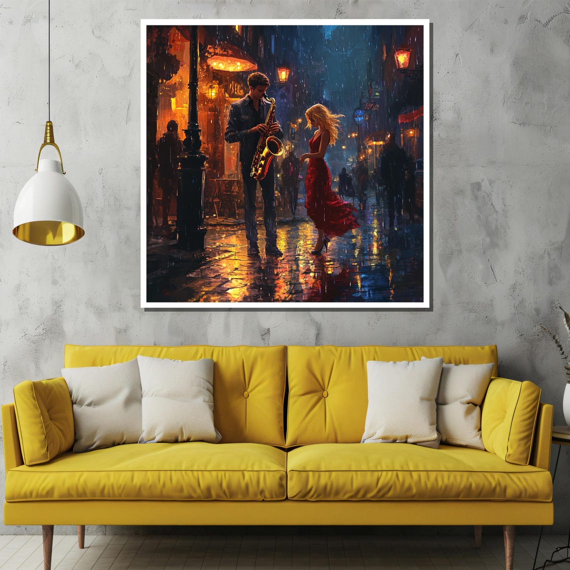 Moonlit Saxophone Serenade Rainy Street Night Romantic Jazz Poster - Image 2