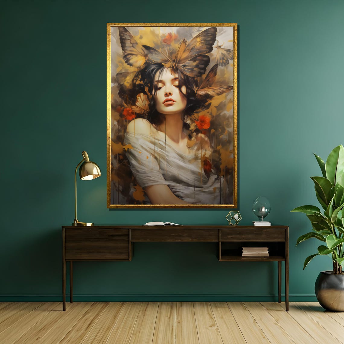 Enchanting Butterfly Woman With Golden Wings Dreamy Art Poster - Image 5