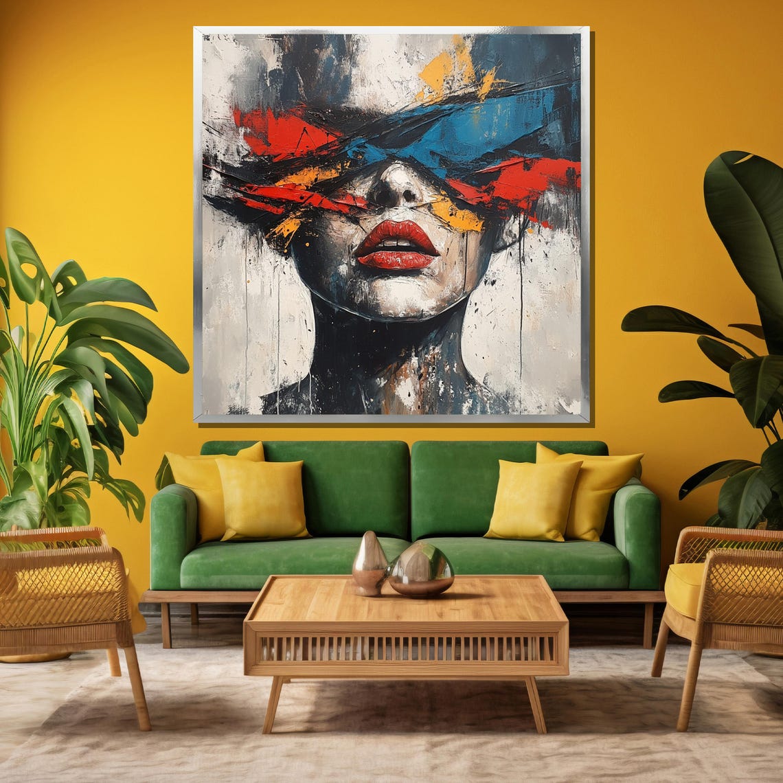 Bold Abstract Portrait Painting With Vibrant Brushstrokes Unique Artistic Gift For Modern Home And Wall Decor - Image 4
