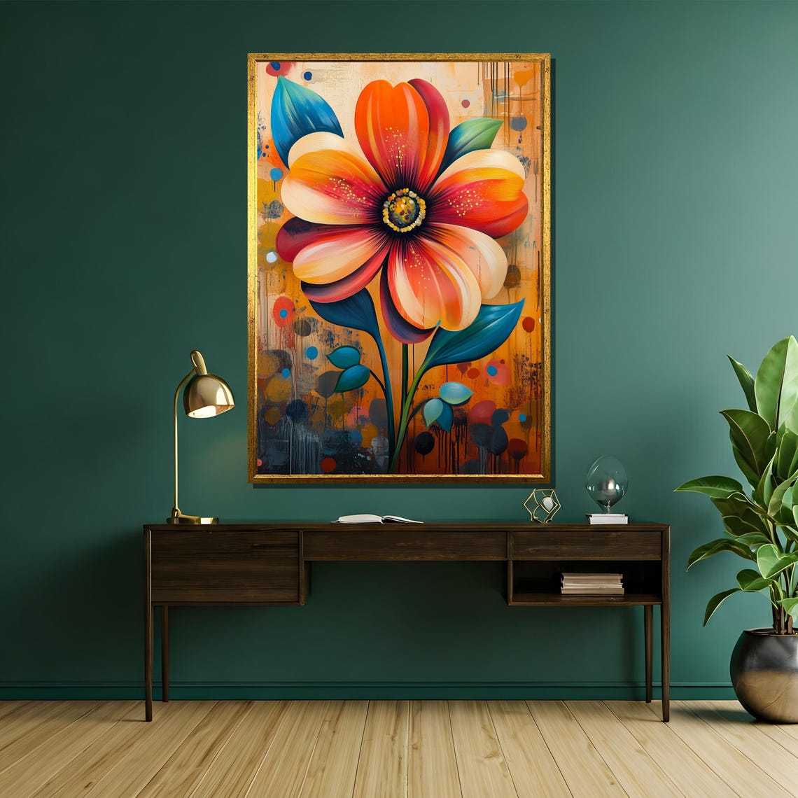 Vibrant Abstract Orange Flower Colorful Modern Bloom Wall Poster - Image 5