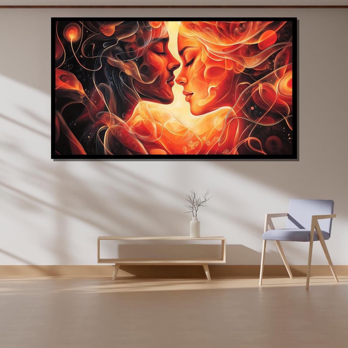 Fiery Ethereal Lovers Abstract Couple Faces Surreal Passion Poster - Image 4