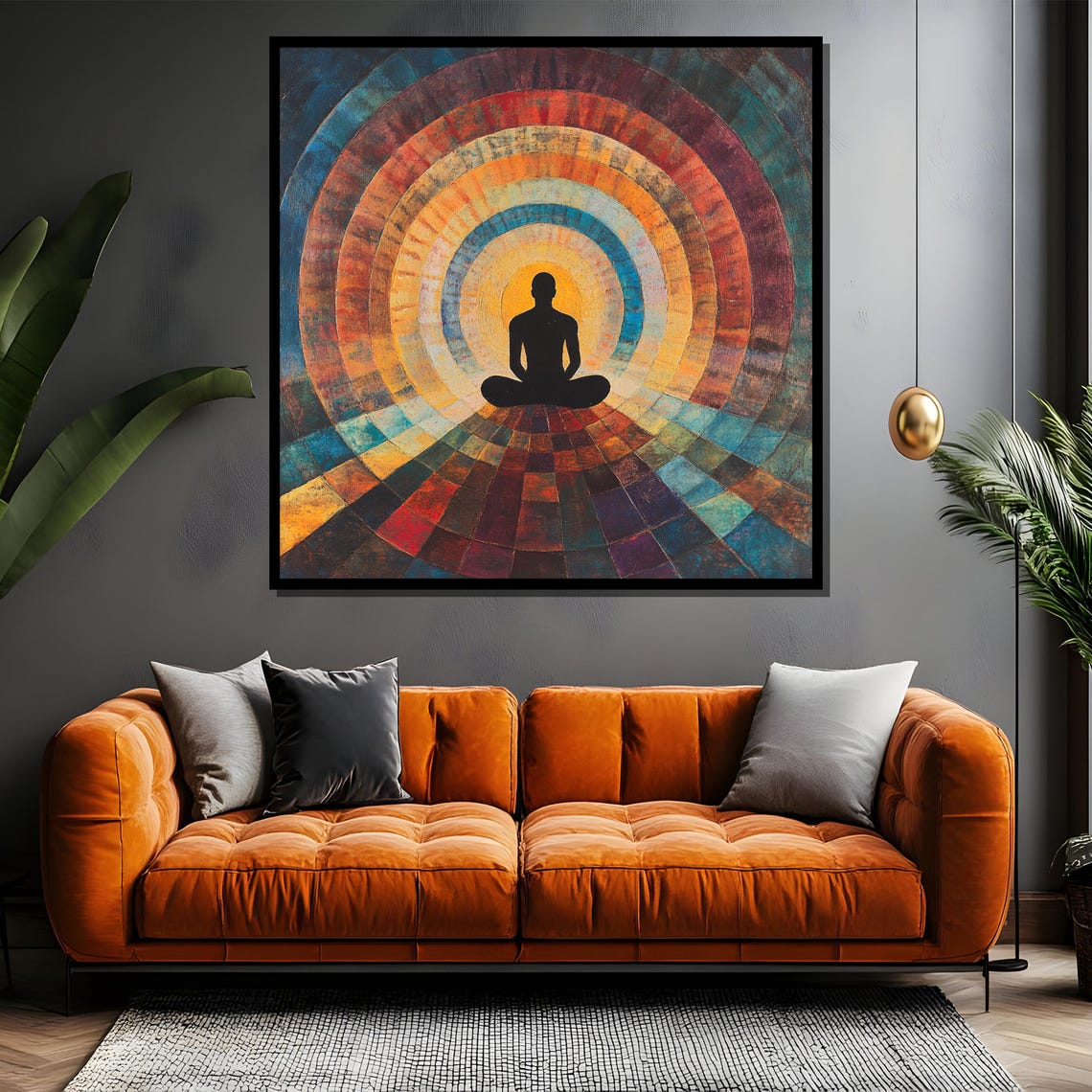 Meditation Silhouette in Rainbow Chakra Tunnel Zen Art Poster - Image 4