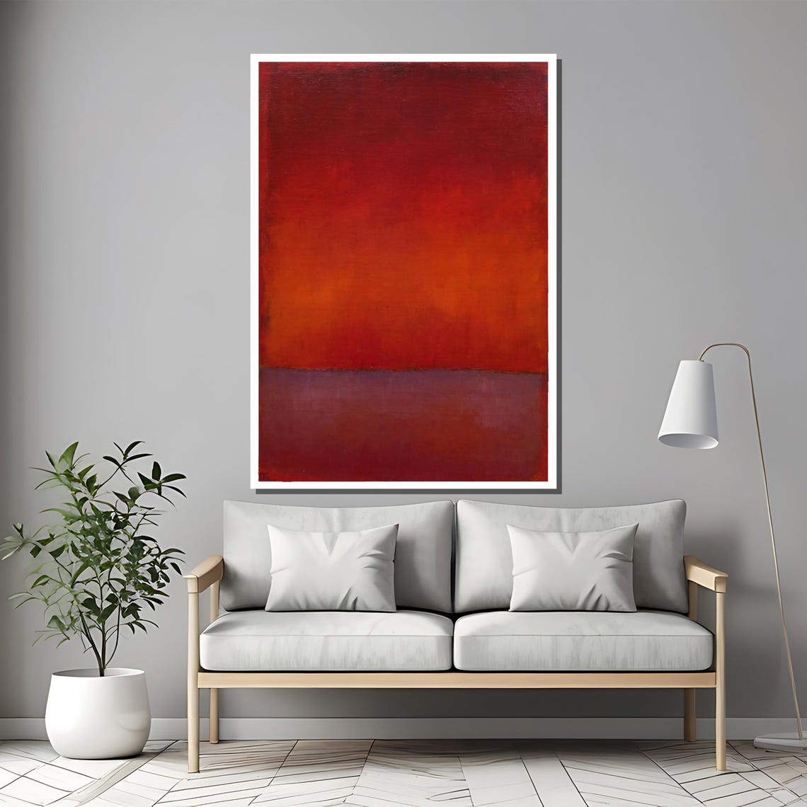 Fiery Red Gradient Color Field Rothko Inspired Abstract Poster - Image 2