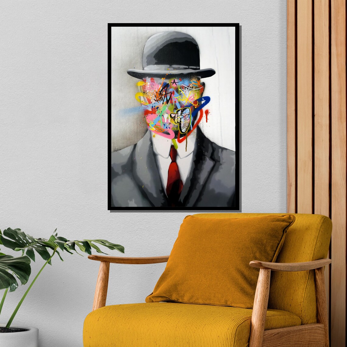 Modern Surreal Faceless Man Graffiti Art Print - Image 4