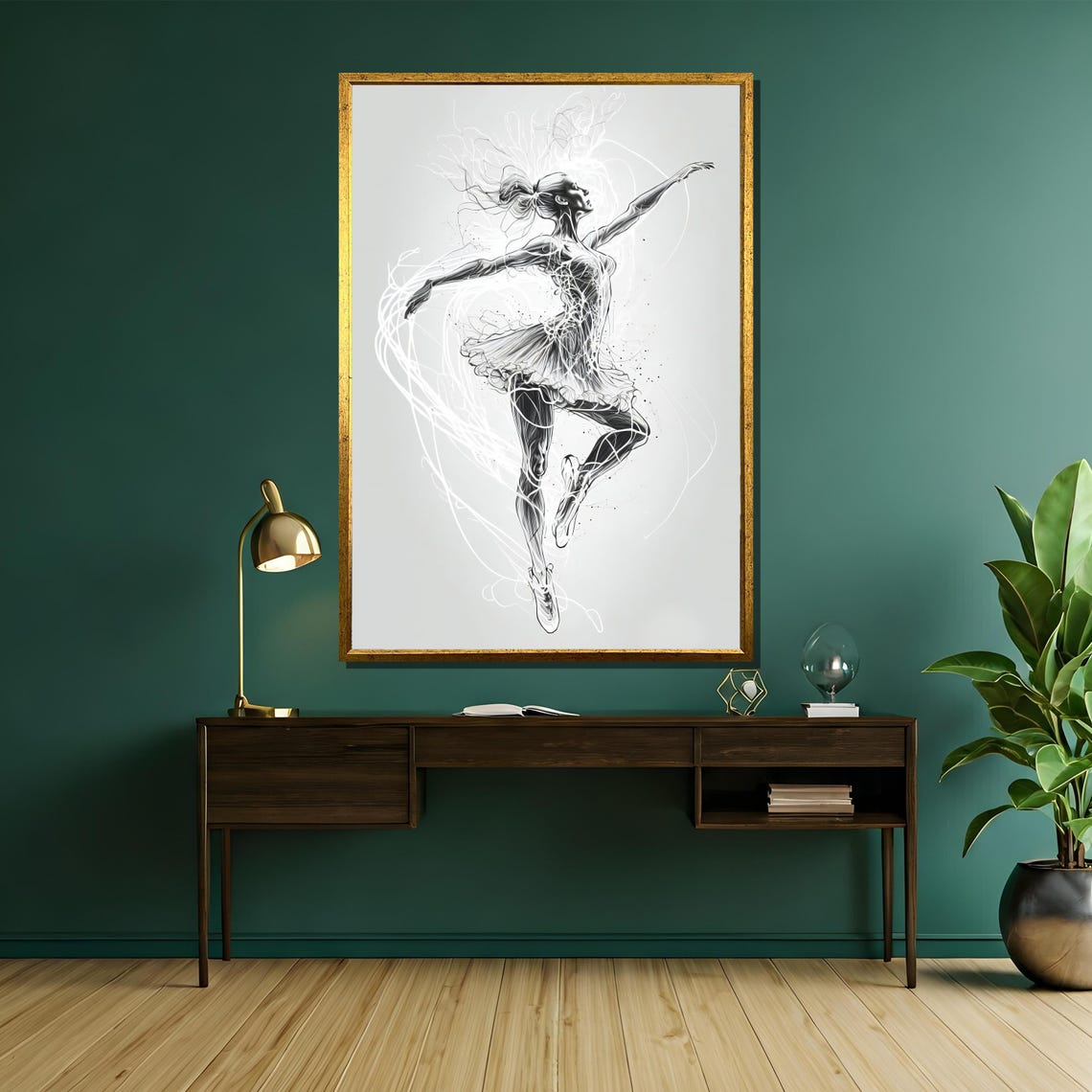 Black and White Line Art Ballerina in Motion Sketch Art Poster - Image 5