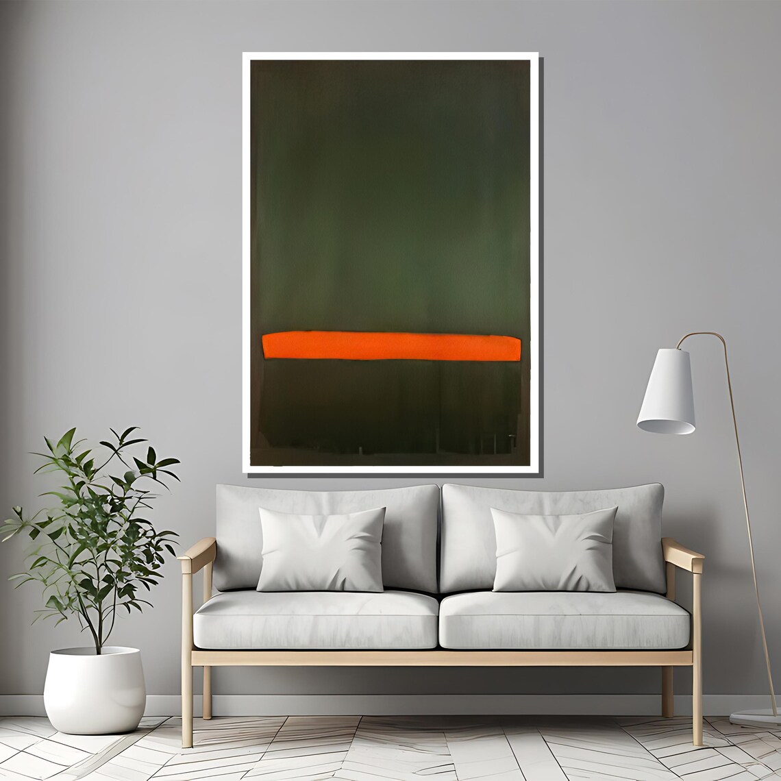 Mark Rothko Deep Green And Orange Painting Striking Modern Abstract Art Gift For Unique Home Or Office Dcor - Image 2