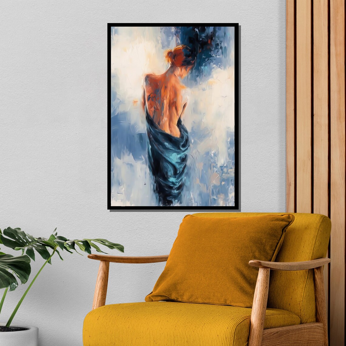 Woman Wrapped in Blue Drapery in Soft Impressionist Style Poster - Image 4