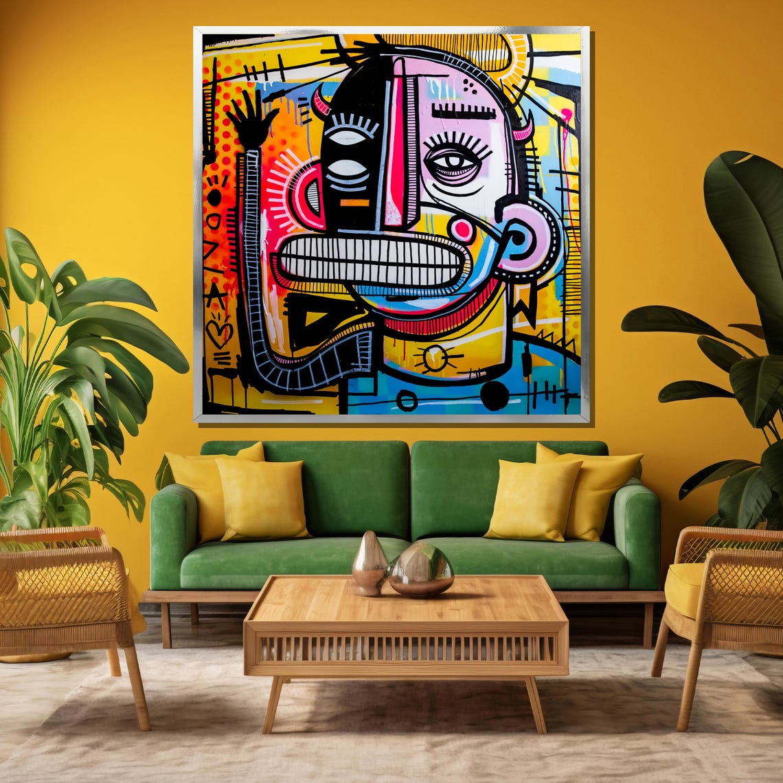 Abstract Graffiti Face Neo Expressionist Colorful Style Poster - Image 3