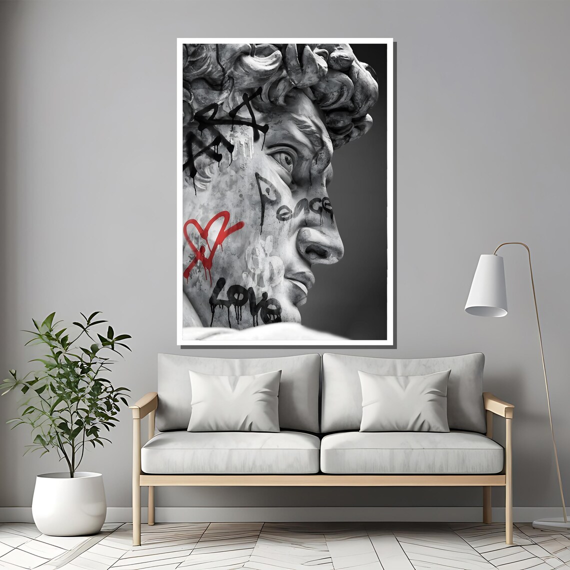 Classic Meets Street Art Statue, Graffiti Art Print - Image 2