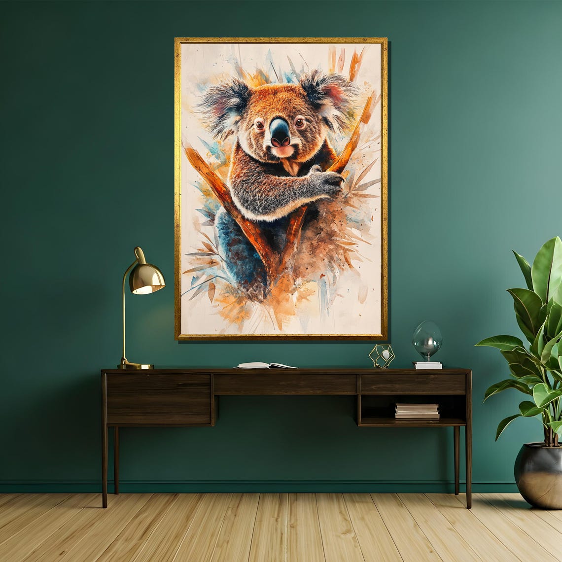 Gum Leaf Sweetheart Watercolor Koala Clinging to Branch Art Poster - Image 5