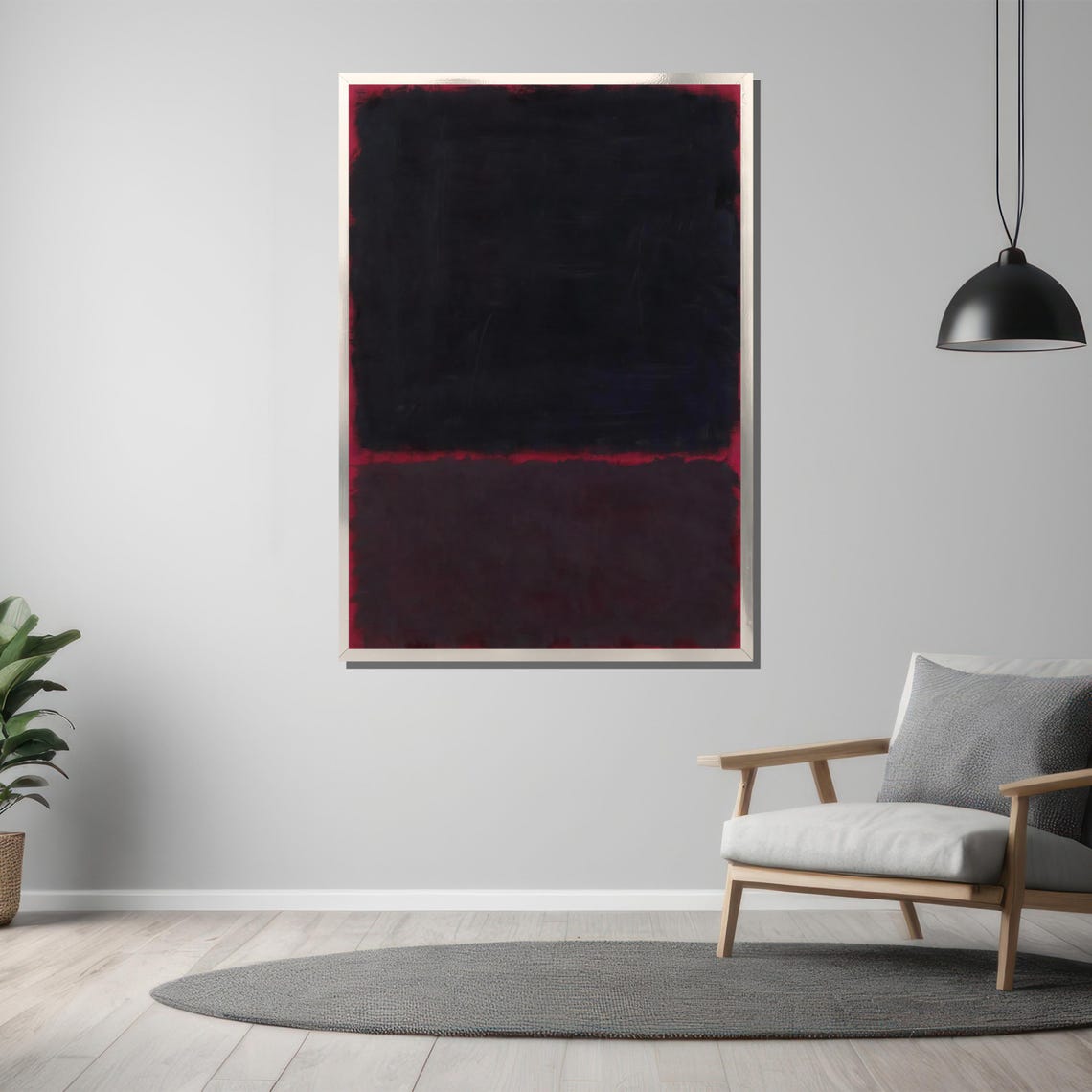 Intense Black And Deep Burgundy Abstract Painting By Mark Rothko Bold Art Gift For Dramatic Interiors - Image 3