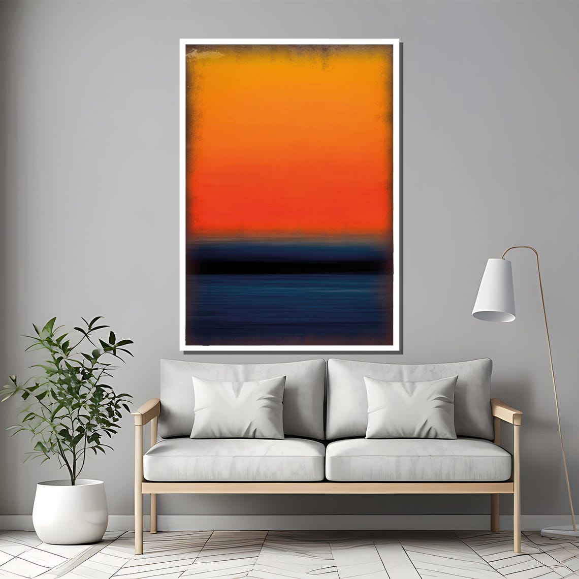 Rothko Style Sunset Horizon Orange And Blue Color Field Poster - Image 2