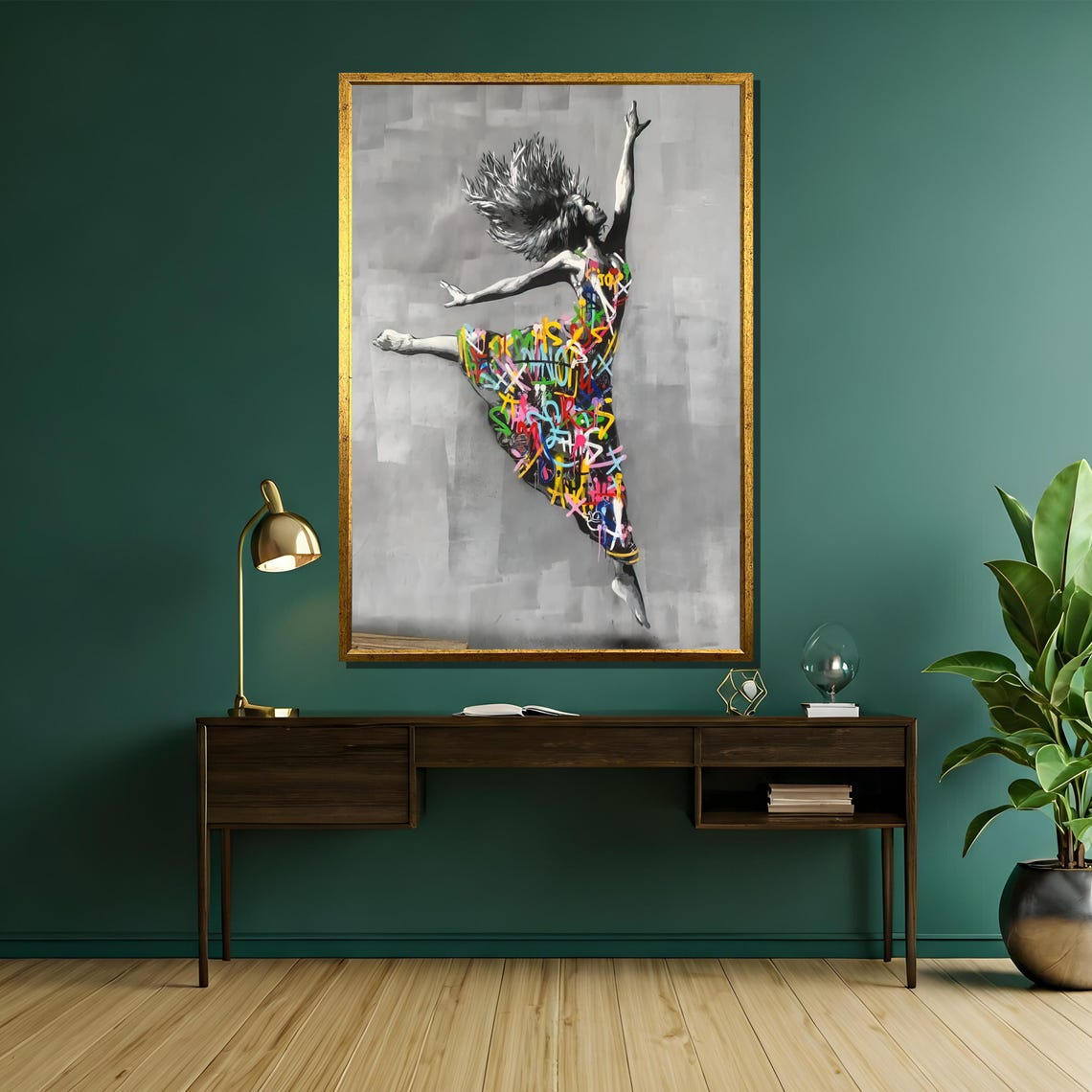 Leaping Dancer Graffiti Dress Dance Art Ballet Street Poster - Image 5