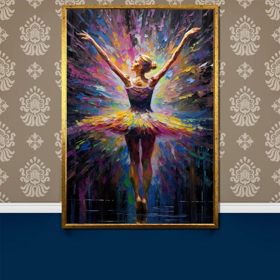 Vibrant Ballerina Painting Abstract Dance Wall Art For Home Decor Perfect Colorful Gift For Ballet And Art Lovers