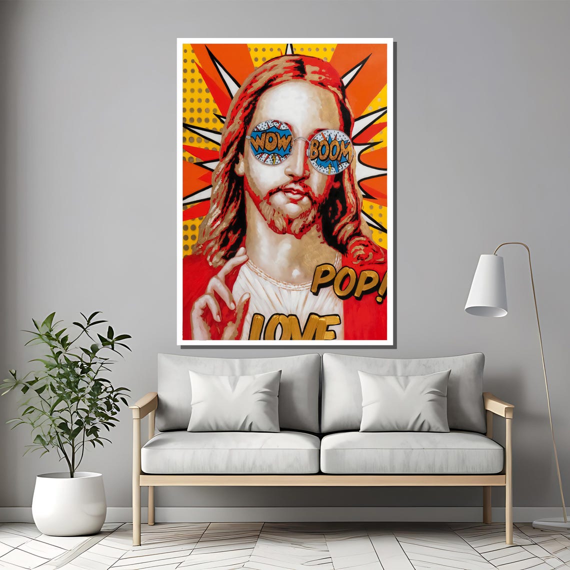 Pop Art Jesus Wow Boom Comic Sunglasses Vibrant Christian Poster - Image 3