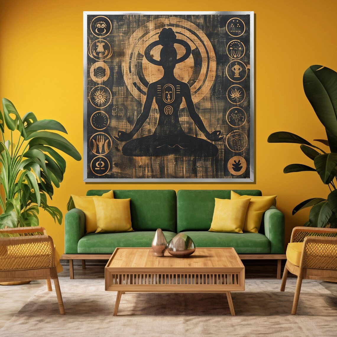 Meditating Woman Silhouette In Black And Gold Zen Art Poster - Image 3