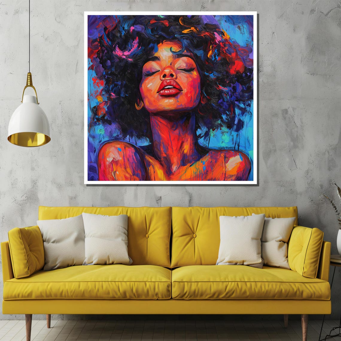 Colorful Expressionist Portrait of Afro Woman Art Wall Poster - Image 2